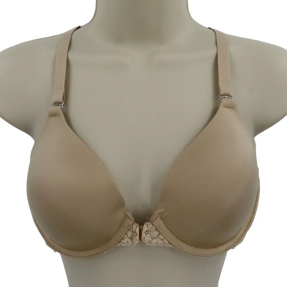 Maidenform 34B Beige Lace Front Closure Underwire Bra One Fab Fit Style 07112 - Picture 1 of 11